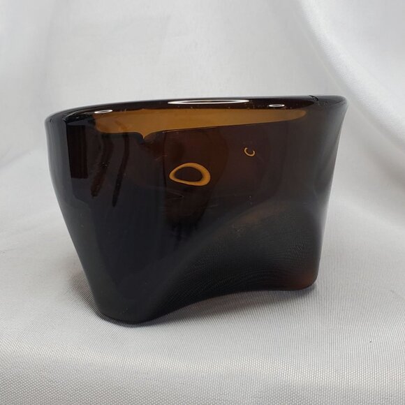 VTG Viking Art Glass Orb Ashtray Root Beer MCM Design - 4 Inches **READ** - Picture 12 of 13